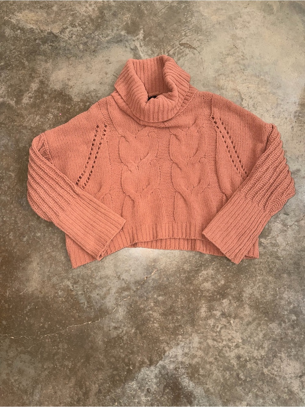 Moon & Madison XL Terracotta Cable Knit Turtleneck Sweater Oversized Fall Autumn